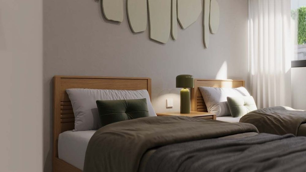 Schlafzimmer mit zwei Einzelbetten